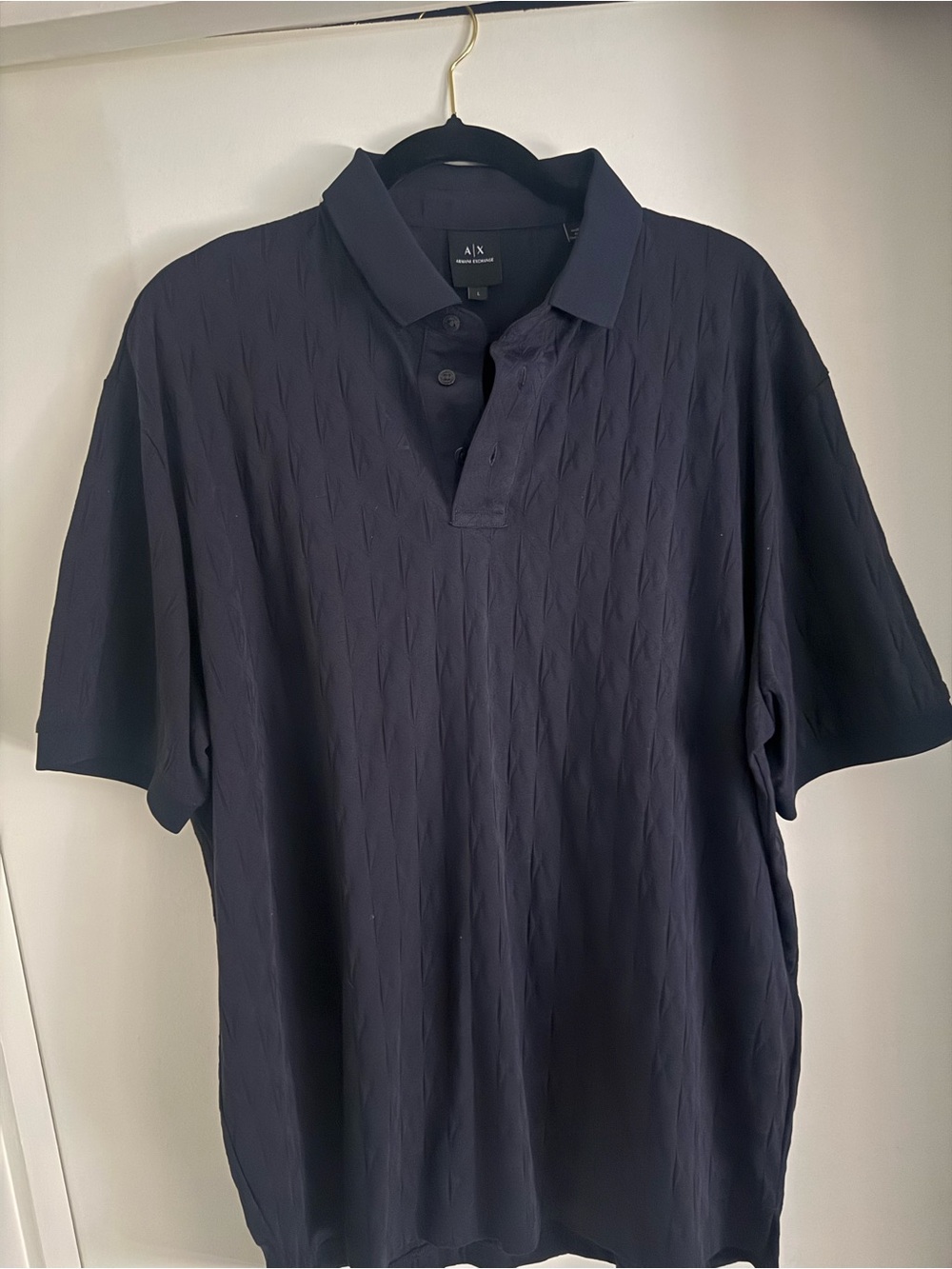 A/X Armani Exchange Men's Dark Navy Textured Polo